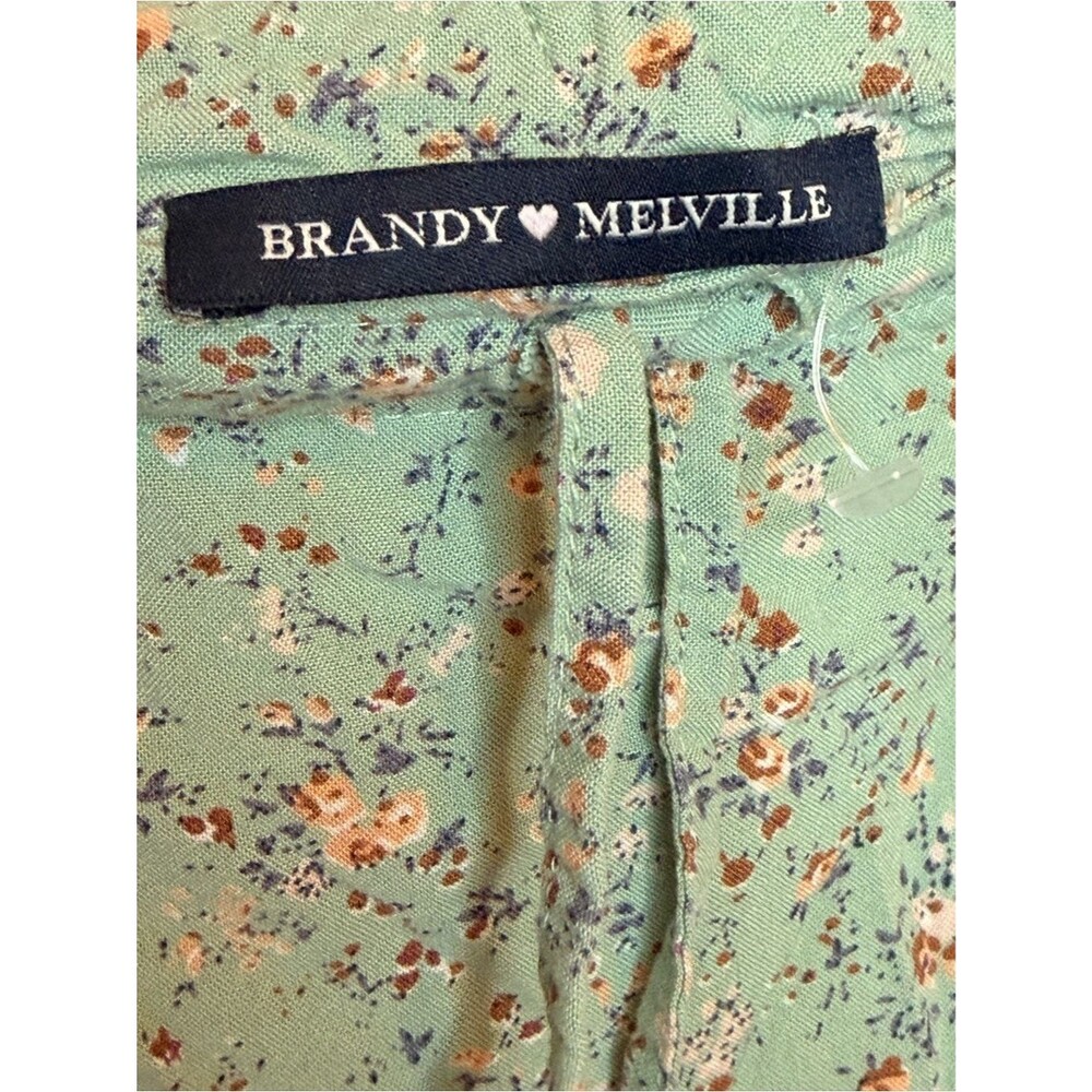 Brandy Melville Sage Green Floral Ruffle Mini Skirt Viscose One Size Small - Picture 6 of 6